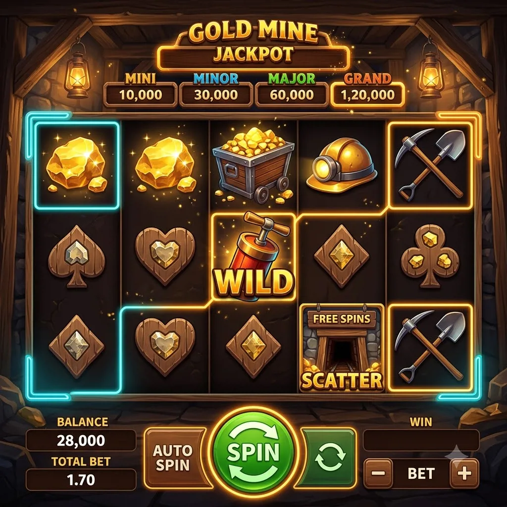 Слот Gold Mine Fortune с кластерными выплатами и золотыми самородками